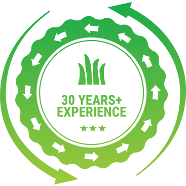 A 30 years of landscaping experience badge.