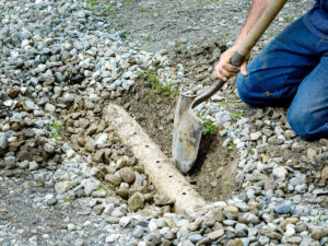 french drain in the ground