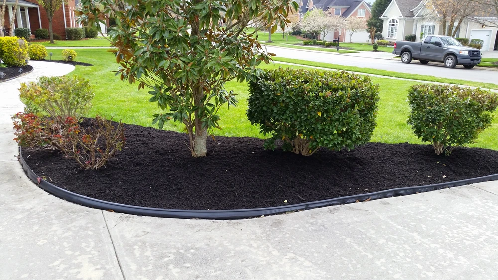EDCO concrete saw beside a curb cut drainage channel along a fenced driveway in Cleveland, TN.